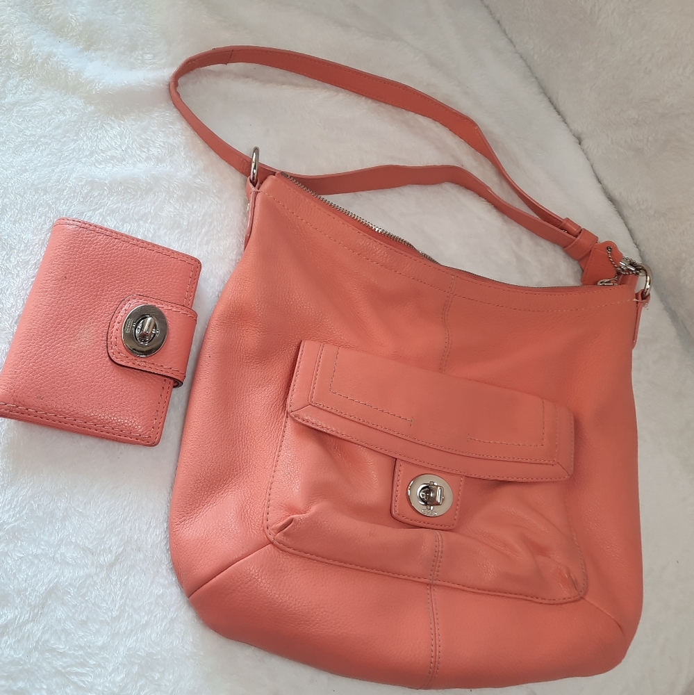 Coach Penelope Coral Convertible Crossbody/Shoulder Bag and Wallet